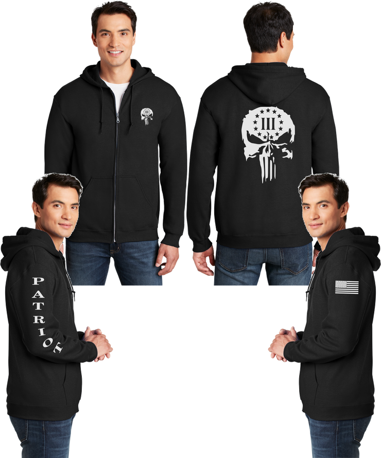 3 Percent ( Punisher) Reflective Hoodie - Zippered