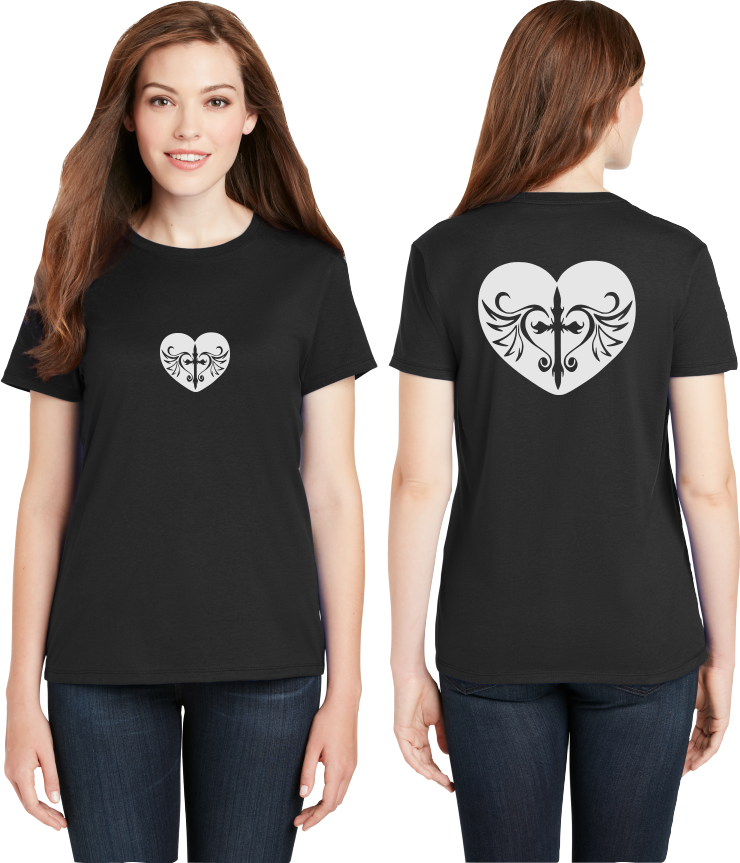 Cross Heart Reflective Tee - 100% Cotton