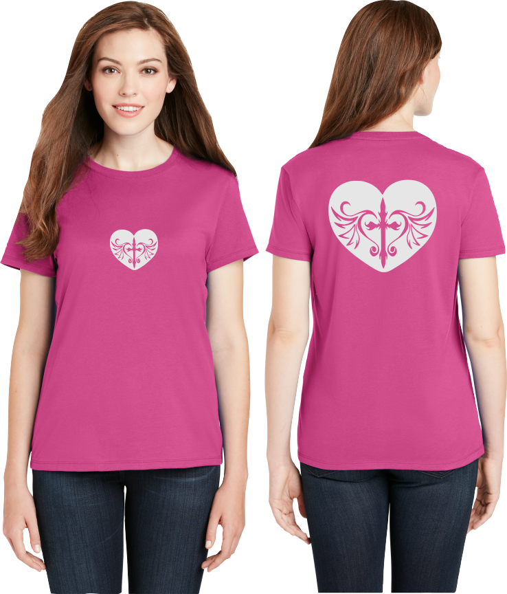 Cross Heart Reflective Tee - 100% Cotton