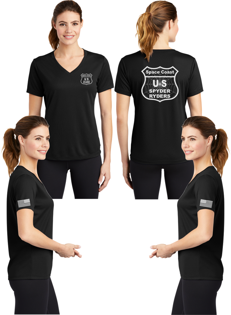 Space Coast - US Spyder Ryders - Women's Reflective V-Neck Tee - 100% Polyester