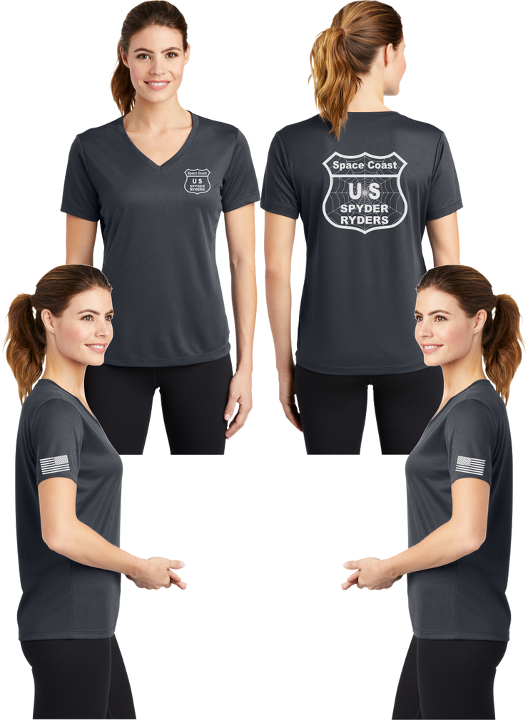Space Coast - US Spyder Ryders - Women's Reflective V-Neck Tee - 100% Polyester