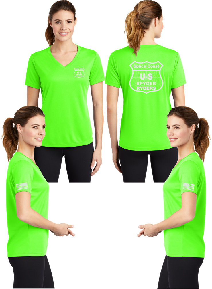 Space Coast - US Spyder Ryders - Women's Reflective V-Neck Tee - 100% Polyester