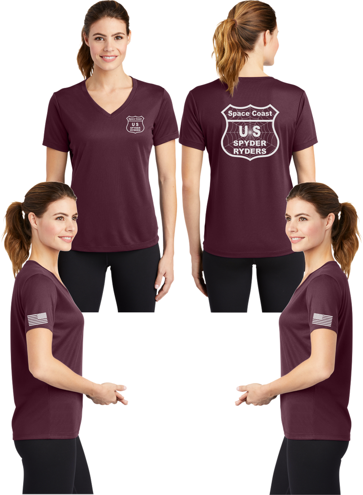 Space Coast - US Spyder Ryders - Women's Reflective V-Neck Tee - 100% Polyester