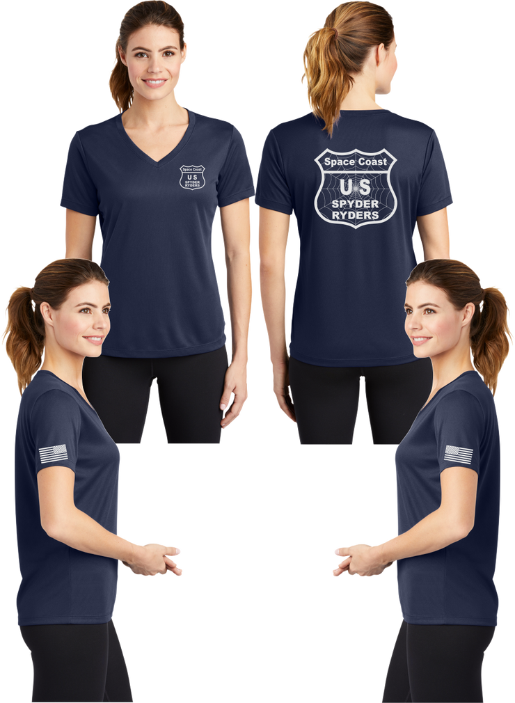 Space Coast - US Spyder Ryders - Women's Reflective V-Neck Tee - 100% Polyester
