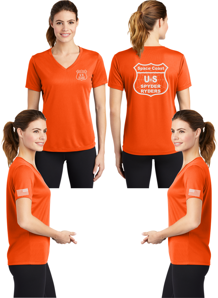 Space Coast - US Spyder Ryders - Women's Reflective V-Neck Tee - 100% Polyester