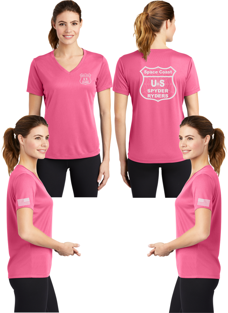 Space Coast - US Spyder Ryders - Women's Reflective V-Neck Tee - 100% Polyester