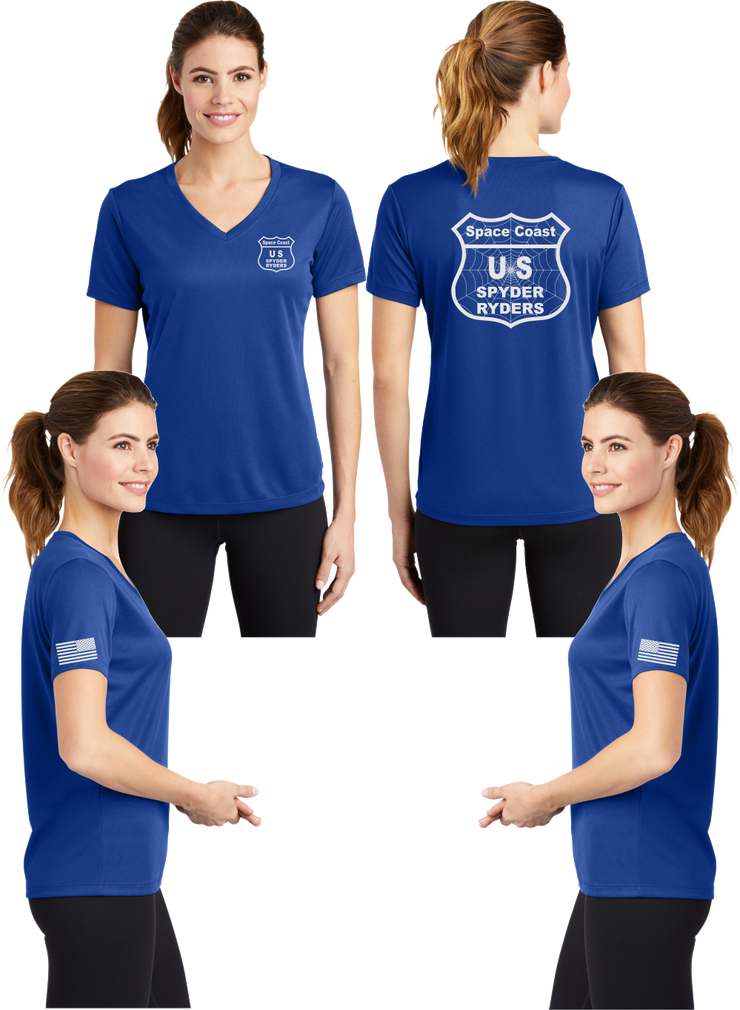 Space Coast - US Spyder Ryders - Women's Reflective V-Neck Tee - 100% Polyester
