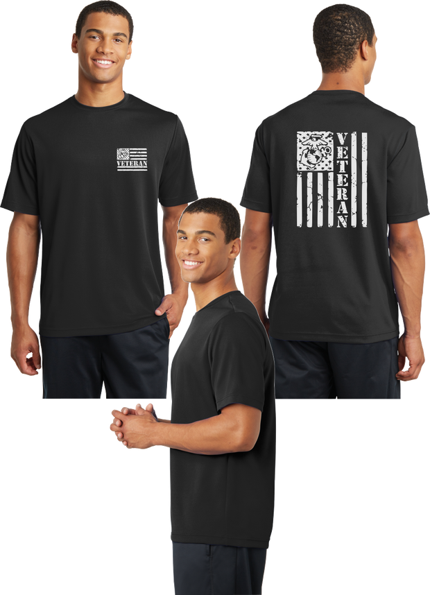 USMC Veteran Flag Reflective Tee - 100% Polyester