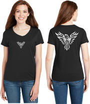 Tribal Phoenix Reflective V-Neck Tee - 100% Cotton