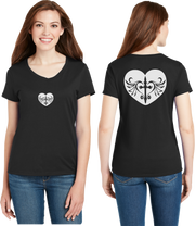 Cross Heart Reflective V-Neck Tee - 100% Cotton