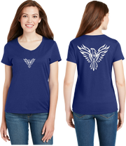 Tribal Phoenix Reflective V-Neck Tee - 100% Cotton