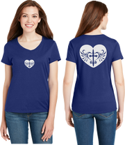 Cross Heart Reflective V-Neck Tee - 100% Cotton