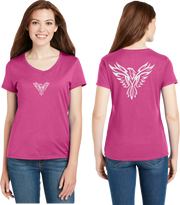 Tribal Phoenix Reflective V-Neck Tee - 100% Cotton