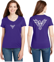 Tribal Phoenix Reflective V-Neck Tee - 100% Cotton