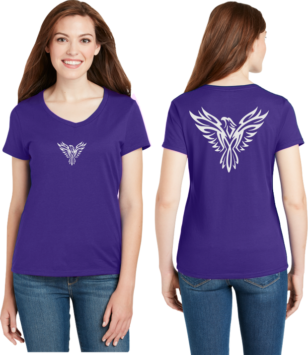 Tribal Phoenix Reflective V-Neck Tee - 100% Cotton