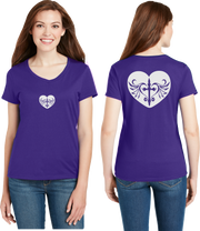 Cross Heart Reflective V-Neck Tee - 100% Cotton