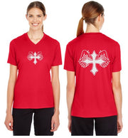 Wing Cross Reflective V-Neck Tee - 100% Polyester