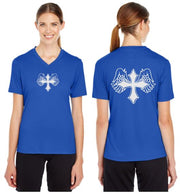 Wing Cross Reflective V-Neck Tee - 100% Polyester